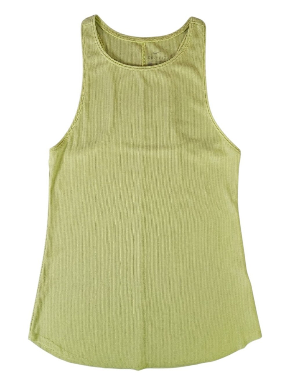 Nike Dri-FIT High Neck Ribbed Racerback Athletic Tank Top Chartreuse Small